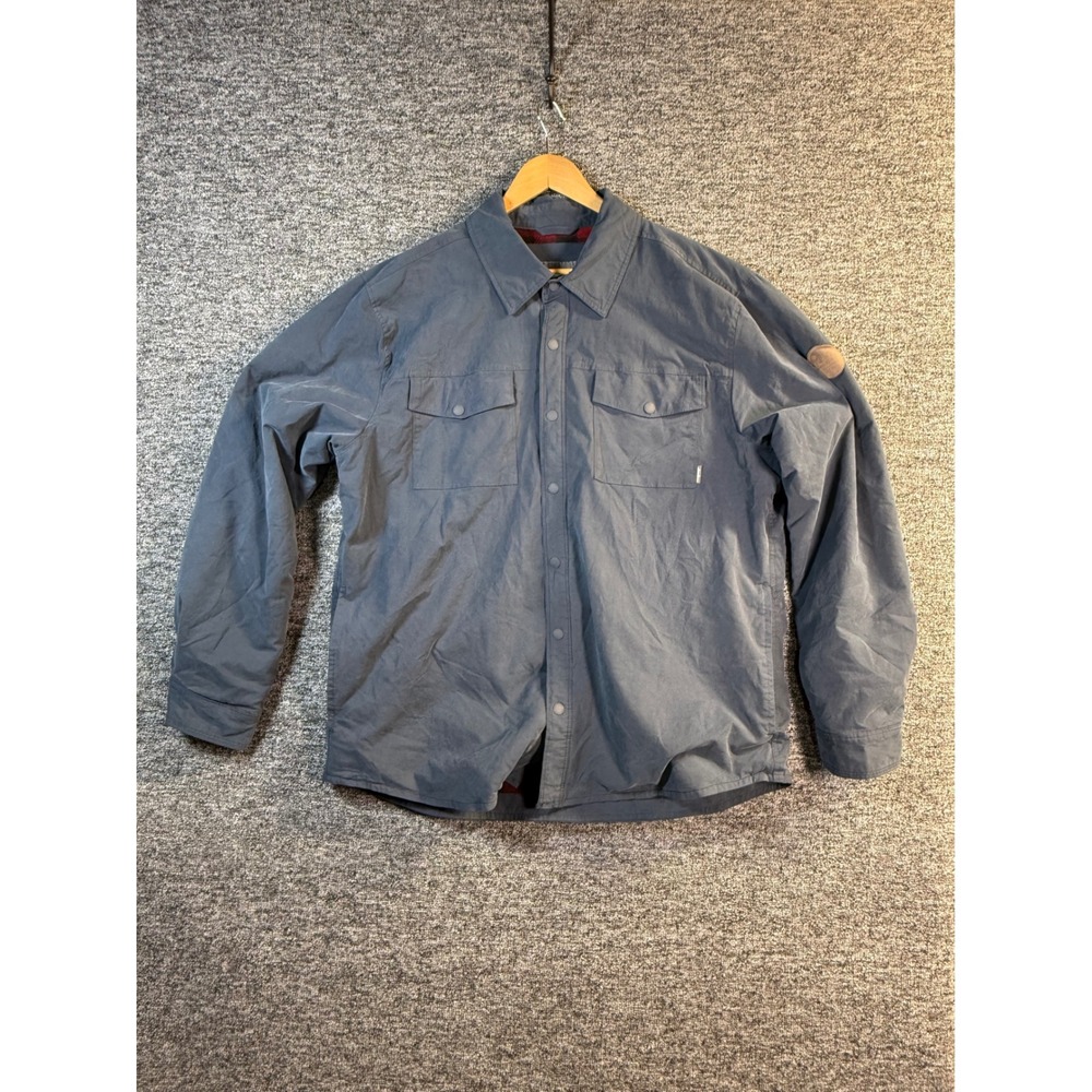 Eddie Bauer Mens XL Blue Gray Fleece Lined Snap Front Shirt Jacket Shacket